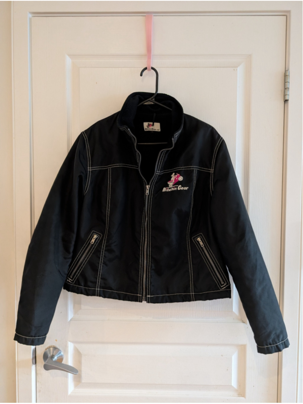 Women's Bitchin Gear Black & Pink Motorcycle Jacket, Size L